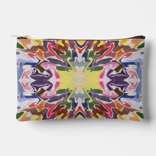 Farbenfrohe Retro Psychedelic Kaleidoskop Abstrakt Zubehörtasche (Vorderseite)