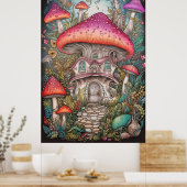Farbenfrohe Retro Psychedelic Mushroom Illustratio Poster (Küche)