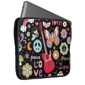 Farbenfrohe Retro Psychedelic Peace Liebe Laptopschutzhülle (Vorne Rechts)