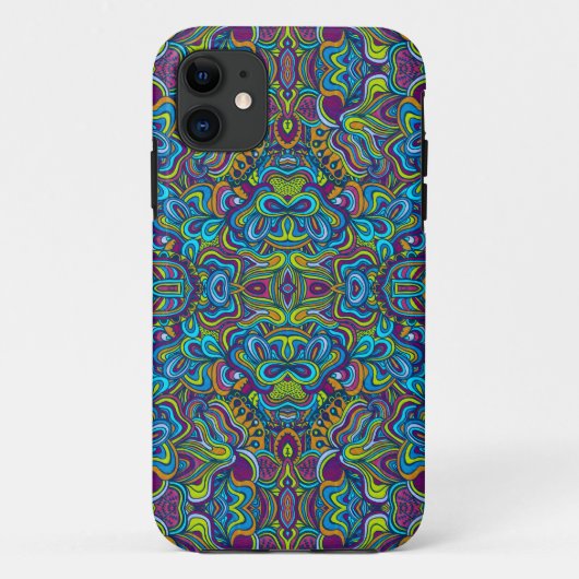 Farbenfrohe Retro Psychedelische Abstrakte Wirbel  Case-Mate iPhone Hülle (Rückseite)