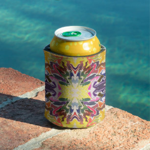 Farbenfrohe Retro-Psychedelische-Kaleidoskop-Abstr Dosenkühler