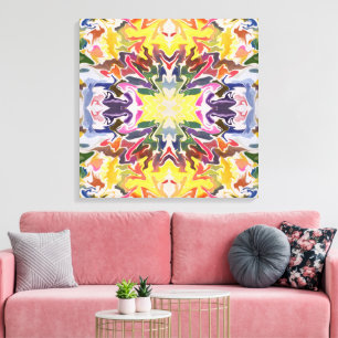 Farbenfrohe Retro-Psychedelische-Kaleidoskop-Abstr Leinwanddruck