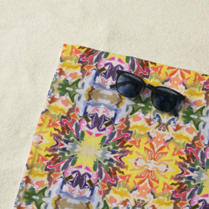 Farbenfrohe Retro-Psychedelische-Kaleidoskop-Abstr Strandtuch