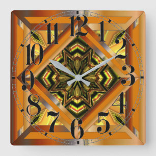 Farbenfrohe Retro Quadratische Wanduhr