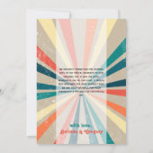 Farbenfrohe Retro-Rainbow-Sonnenbrust-Hochzeit Dankeskarte (Rückseite)