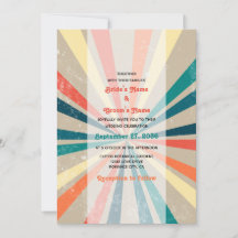 Farbenfrohe Retro-Rainbow-Sonnenbrust-Hochzeit