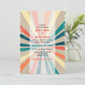 Farbenfrohe Retro-Rainbow-Sonnenbrust-Hochzeit Einladung (Stehend Vorderseite)