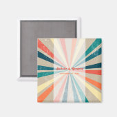 Farbenfrohe Retro-Rainbow-Sonnenbrust-Hochzeit Magnet (Vorderseite/Rückseite)