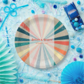 Farbenfrohe Retro-Rainbow-Sonnenbrust-Hochzeit Pappteller (Party)