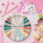 Farbenfrohe Retro-Rainbow-Sonnenbrust-Hochzeit Pappteller (Party)