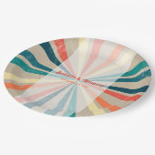 Farbenfrohe Retro-Rainbow-Sonnenbrust-Hochzeit Pappteller (Schrägansicht)