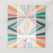 Farbenfrohe Retro-Rainbow-Sonnenbrust-Hochzeit Platzkarte (Außenseite Aufgefaltet)