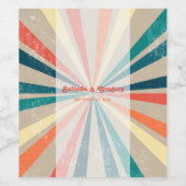 Farbenfrohe Retro-Rainbow-Sonnenbrust-Hochzeit Weinetikett (Einzelnes Label)
