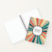 Farbenfrohe Retro Rainbow Sunburst Sketchbook Notizblock (Innenseite)