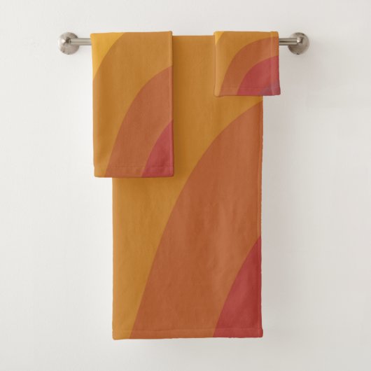 Farbenfrohe Retro-Regenbogen-Abstrakte Wellen Badhandtuch Set (Insitu)
