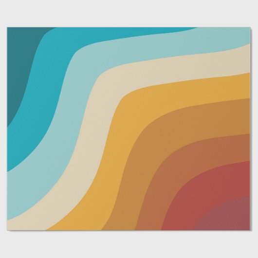 Farbenfrohe Retro-Regenbogen-Abstrakte Wellen Geschenkpapier (Flach)