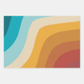 Farbenfrohe Retro-Regenbogen-Abstrakte Wellen Geschenkpapier Set (Vorderseite)