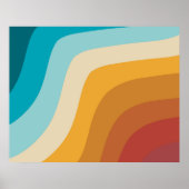 Farbenfrohe Retro-Regenbogen-Abstrakte Wellen Poster (Vorne)
