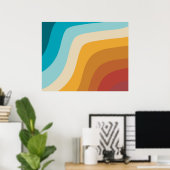 Farbenfrohe Retro-Regenbogen-Abstrakte Wellen Poster (Heimbüro)