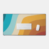 Farbenfrohe Retro-Regenbogen-Abstrakte Wellen Schreibtischunterlage (Tastatur & Maus)