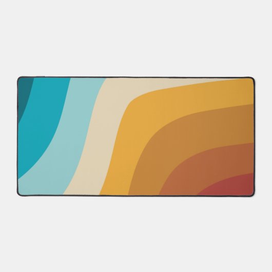 Farbenfrohe Retro-Regenbogen-Abstrakte Wellen Schreibtischunterlage (Vorderseite)