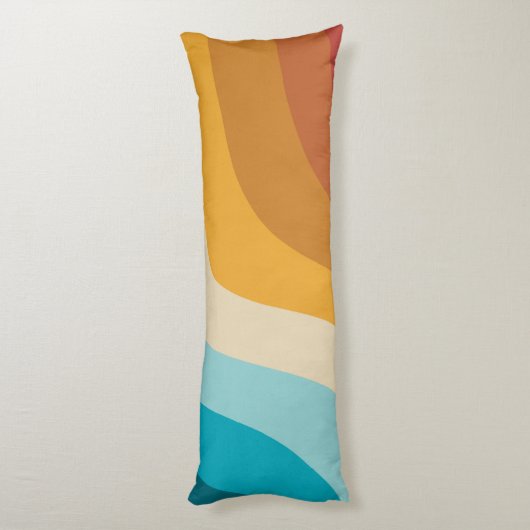 Farbenfrohe Retro-Regenbogen-Abstrakte Wellen Seitenschläferkissen (Rückseite (Vertikal))