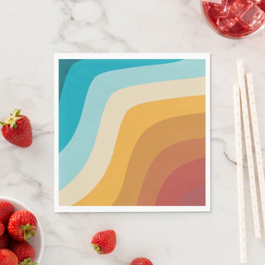 Farbenfrohe Retro-Regenbogen-Abstrakte Wellen Serviette (Beispiel)