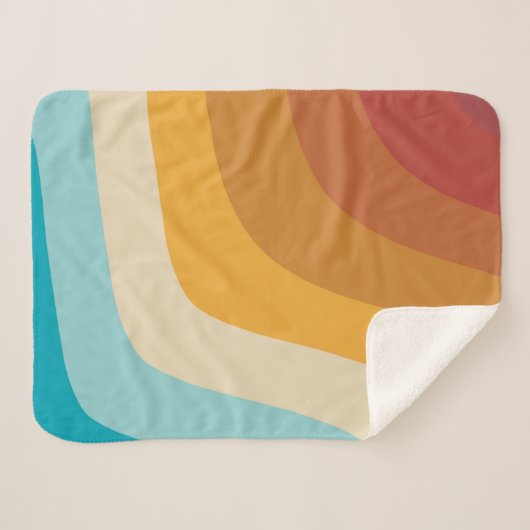 Farbenfrohe Retro-Regenbogen-Abstrakte Wellen Sherpadecke (Vorderseite (Horizontal))