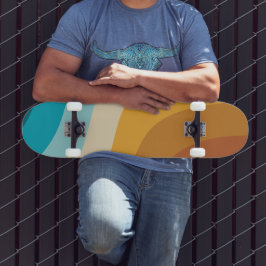 Farbenfrohe Retro-Regenbogen-Abstrakte Wellen Skateboard