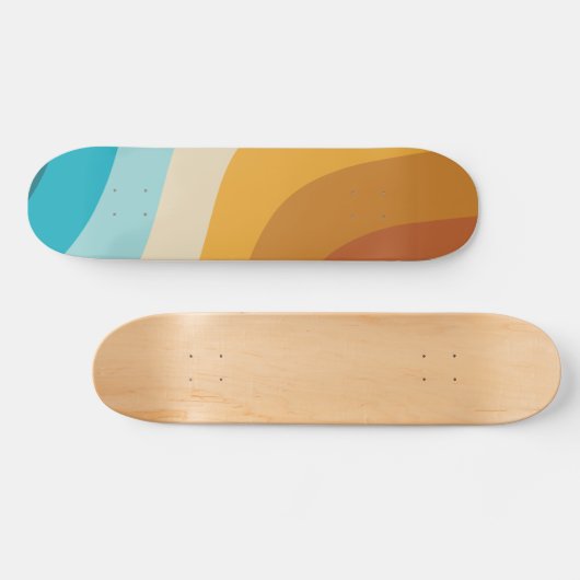Farbenfrohe Retro-Regenbogen-Abstrakte Wellen Skateboard (Horizontal)