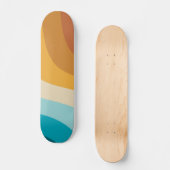 Farbenfrohe Retro-Regenbogen-Abstrakte Wellen Skateboard (Vorderseite)