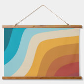 Farbenfrohe Retro-Regenbogen-Abstrakte Wellen Wandteppich Mit Holzrahmen (Vorne)