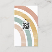 Farbenfrohe Retro-Regenbogen QR Code Social Media Visitenkarte (Vorderseite)