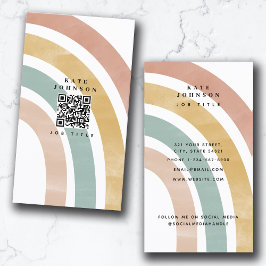 Farbenfrohe Retro-Regenbogen QR Code Social Media Visitenkarte