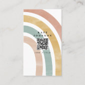 Farbenfrohe Retro-Regenbogen QR Code Social Media Visitenkarte (Vorderseite)