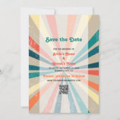 Farbenfrohe Retro-Regenbogen-Sonnenbrille-QR-Code Save The Date (Vorderseite)