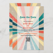 Farbenfrohe Retro-Regenbogen-Sonnenbrille-QR-Code Save The Date (Vorne/Hinten)