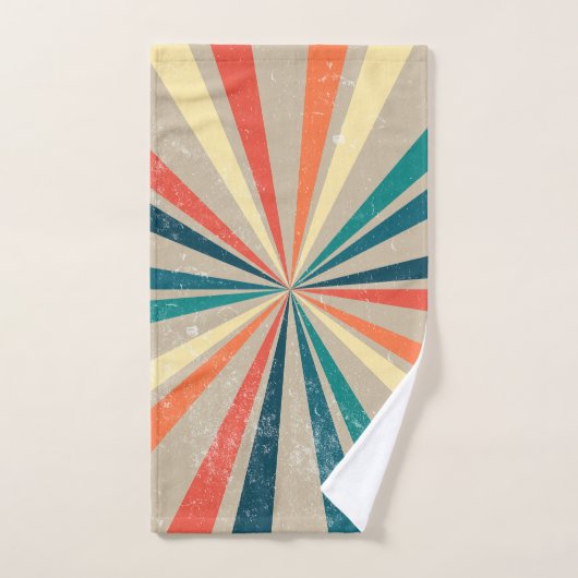 Farbenfrohe Retro-Regenbogen-Sonnenbrust Badhandtuch Set (Handtuch)