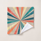 Farbenfrohe Retro-Regenbogen-Sonnenbrust Badhandtuch Set (Waschlappen)