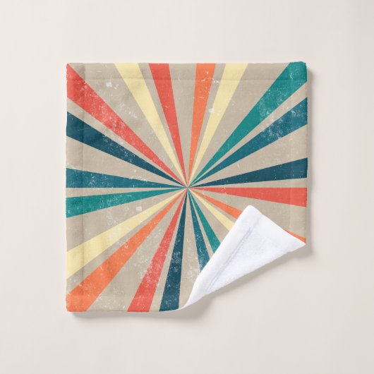 Farbenfrohe Retro-Regenbogen-Sonnenbrust Badhandtuch Set (Waschlappen)