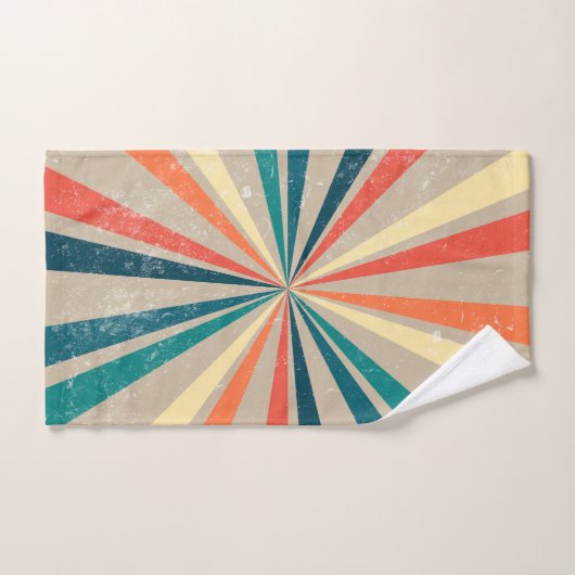 Farbenfrohe Retro-Regenbogen-Sonnenbrust Badhandtuch Set (Handtuch)