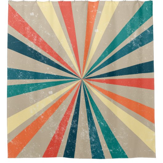 Farbenfrohe Retro-Regenbogen-Sonnenbrust Duschvorhang (Vorderseite)