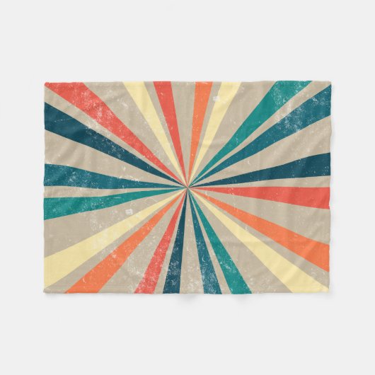 Farbenfrohe Retro-Regenbogen-Sonnenbrust Fleecedecke (Vorderseite (Horizontal))