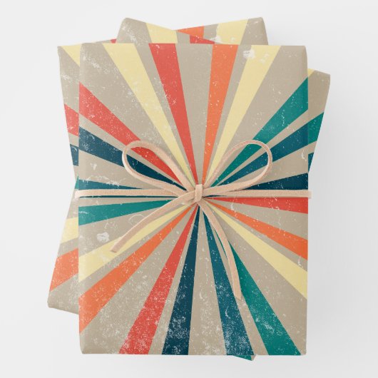 Farbenfrohe Retro-Regenbogen-Sonnenbrust Geschenkpapier Set (Beispiel)