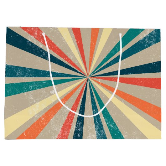 Farbenfrohe Retro-Regenbogen-Sonnenbrust Große Geschenktüte (Rückseite)