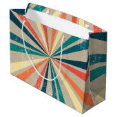 Farbenfrohe Retro-Regenbogen-Sonnenbrust Große Geschenktüte (Rückseite Schrägansicht)