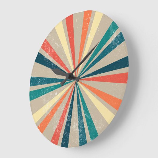 Farbenfrohe Retro-Regenbogen-Sonnenbrust Große Wanduhr (Winkel)