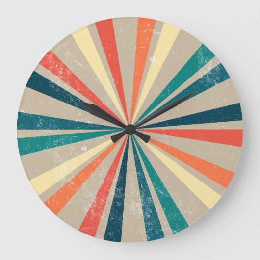 Farbenfrohe Retro-Regenbogen-Sonnenbrust Große Wanduhr (Vorderseite)