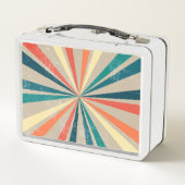 Farbenfrohe Retro-Regenbogen-Sonnenbrust Metall Brotdose (Rückseite)