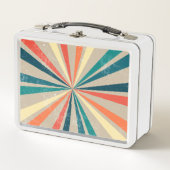 Farbenfrohe Retro-Regenbogen-Sonnenbrust Metall Brotdose (Vorderseite)